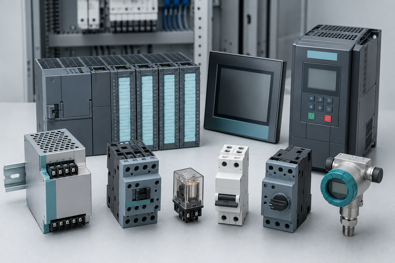 PLC modules, HMI, drives and industrial control components