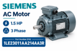 Siemens AC Motor 1.5 HP 3 Phase with part number 1LE23011AA214AA3R