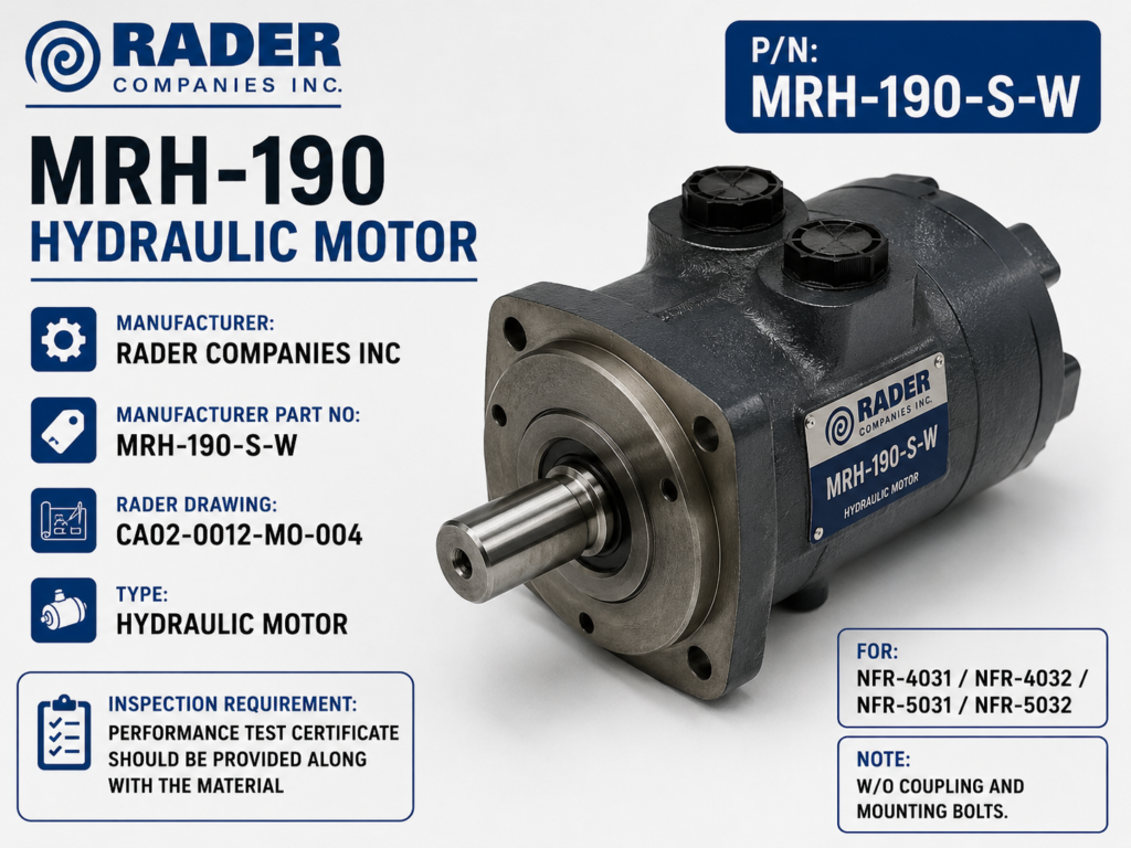 Rader Companies Inc MRH-190 hydraulic motor MRH-190-S-W
