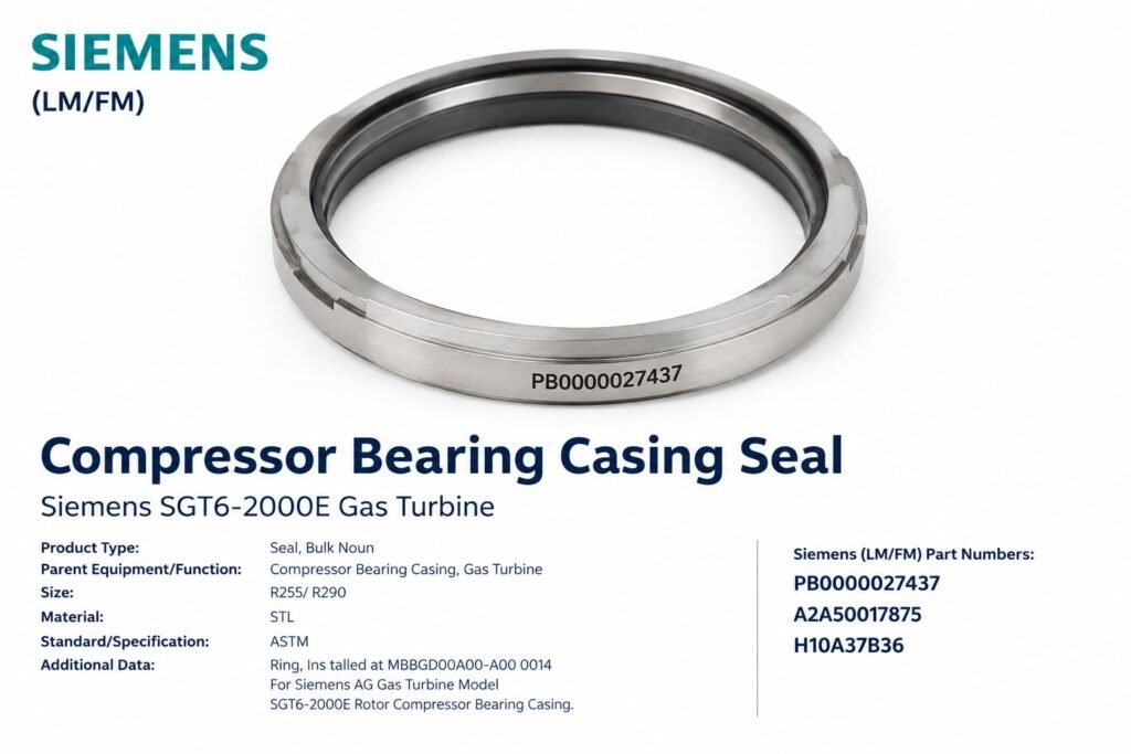 Compressor Bearing Casing Seal Siemens PB0000027437 for SGT6-2000E