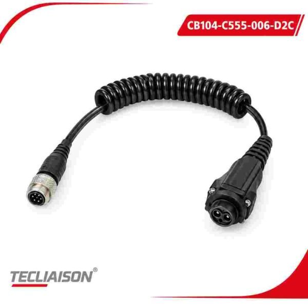 CTC CB104-C555-006-D2C coiled shielded cable with M12 and MIL connectors
