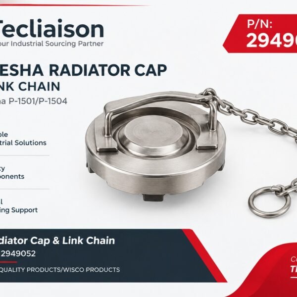 Waukesha radiator cap and link chain, part number 2949052, with stainless steel cap details