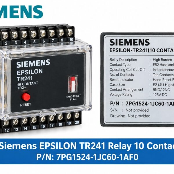 Siemens EPSILON TR241 relay, part number 7PG1524-1JC60-1AF0, 10 contacts