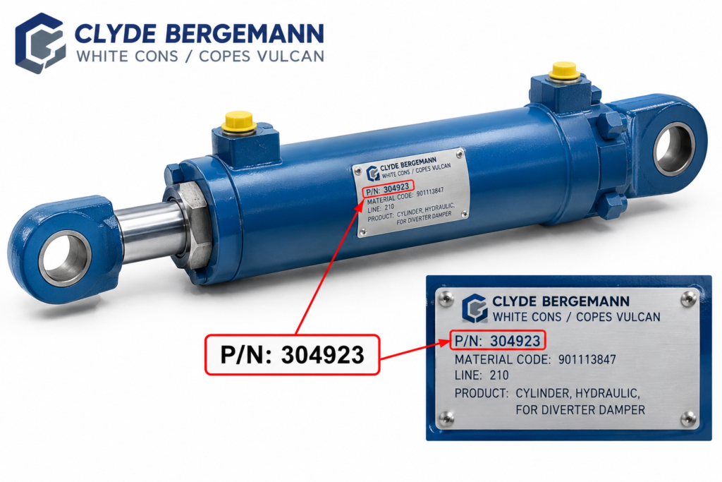 Hydraulic Cylinder part number 304923 for diverter damper