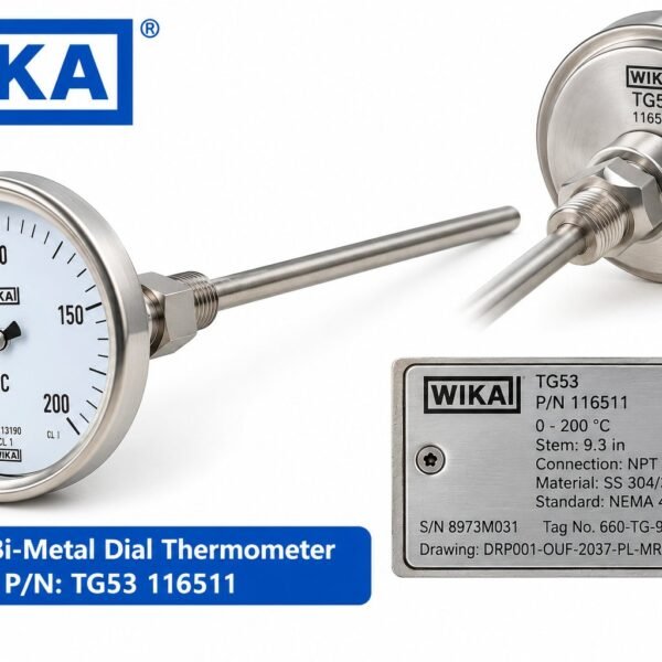 WIKA bi-metal dial thermometer TG53, OEM part number 116511