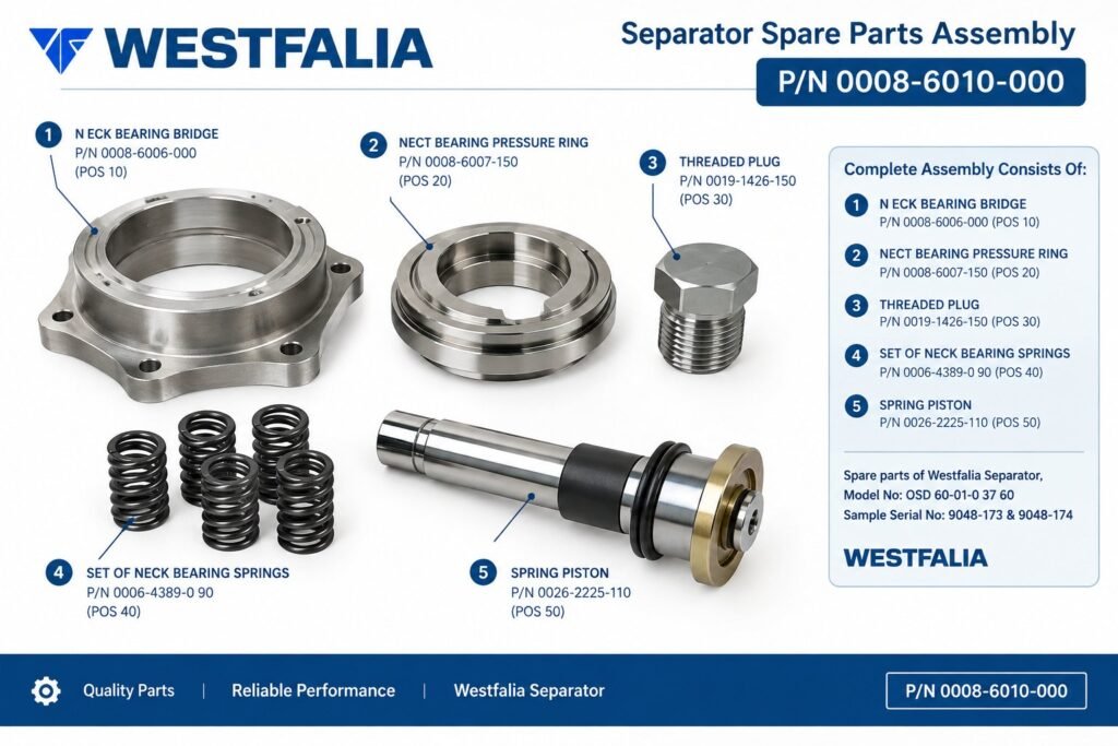 Westfalia 0008-6010-000 separator spare parts assembly