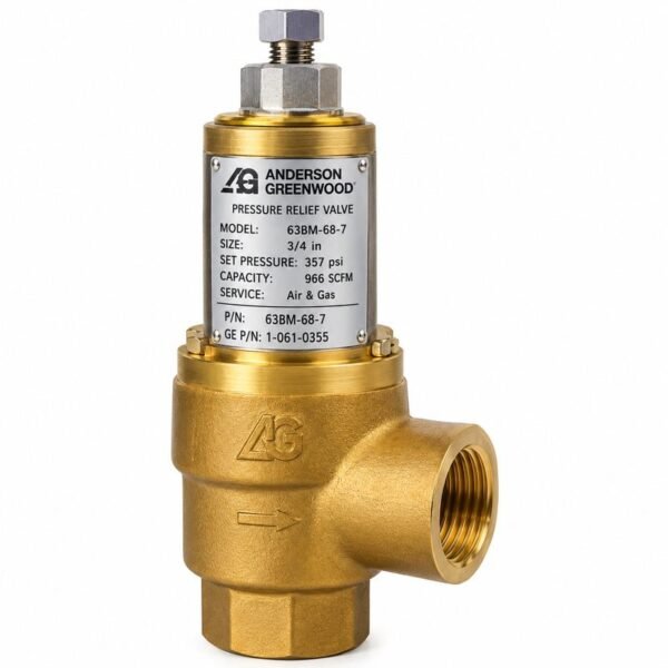 Anderson Greenwood 63BM-68-7 pressure relief valve, GE P/N 1-061-0355