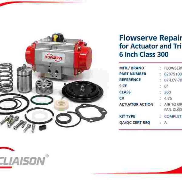 Flowserve actuator and trim set repair kit, serial number 820751001, 6 inch Class 300