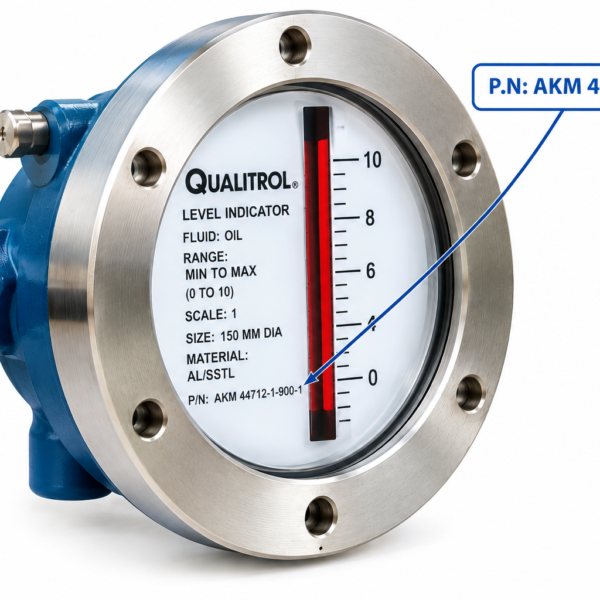 QUALITROL Level Indicator part number AKM 44712-1-900-1 for oil, 150 mm diameter